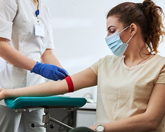 Woman receiving blood draw